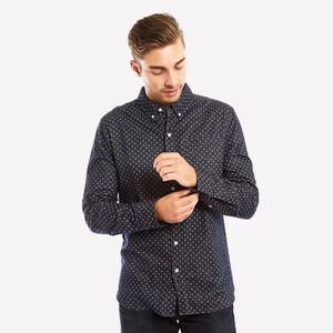 Bridge & Burn Sutton Shirt Navy Polka Dot XL